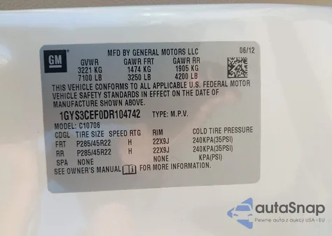 2013 Cadillac Escalade Premium from USA, damaged, VIN 1GYS3CEF0DR104742